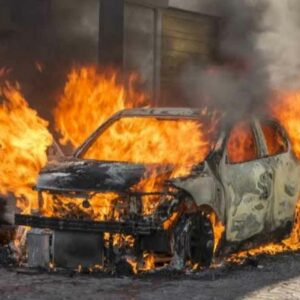 Mobil Terbakar di Jalan Raya Kalipucang-Pangandaran