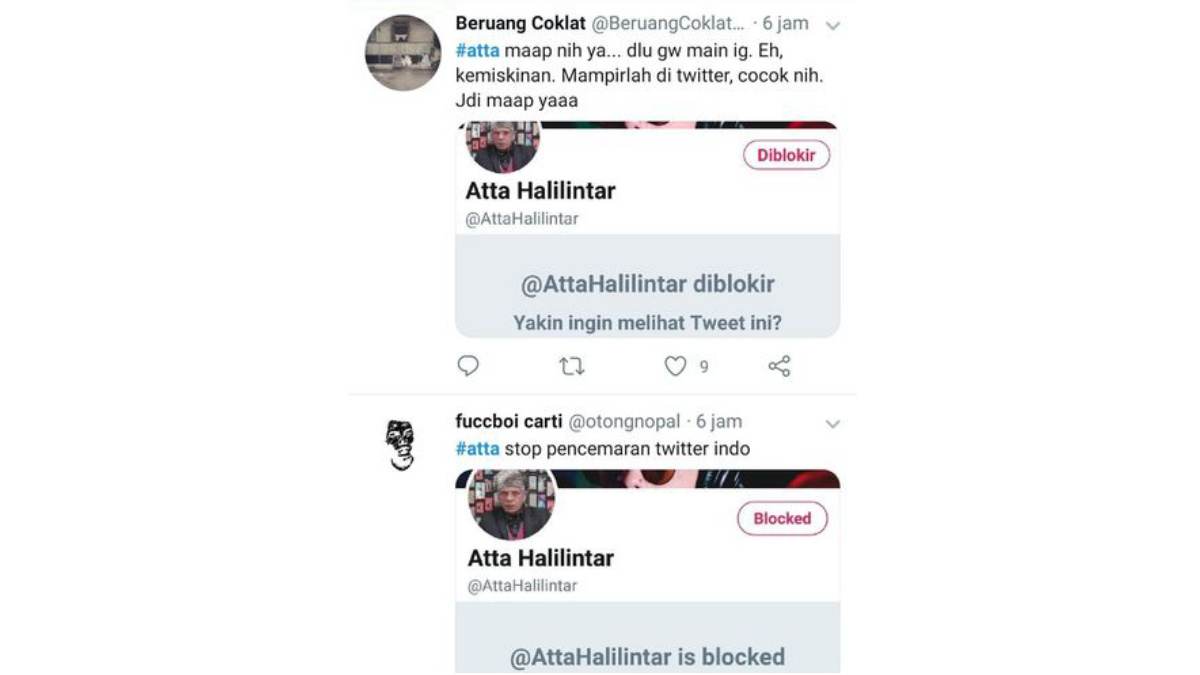 Twitter Atta Halilintar Diblokir Netizen