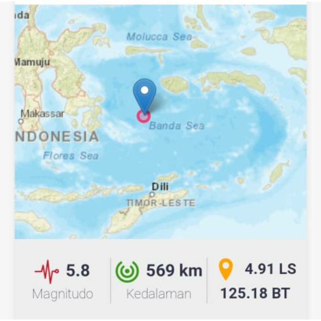 Gempa 5.8 Magnitudo Guncang Wakatobi, Terasa Hingga Ambon