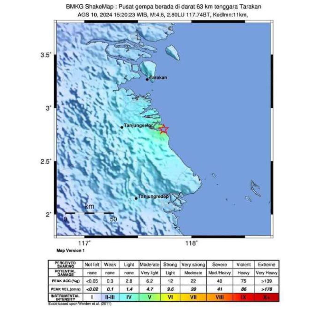 Gempa Bumi Magnitudo 4.6 Guncang Tarakan, Warga Diimbau Tetap Tenang