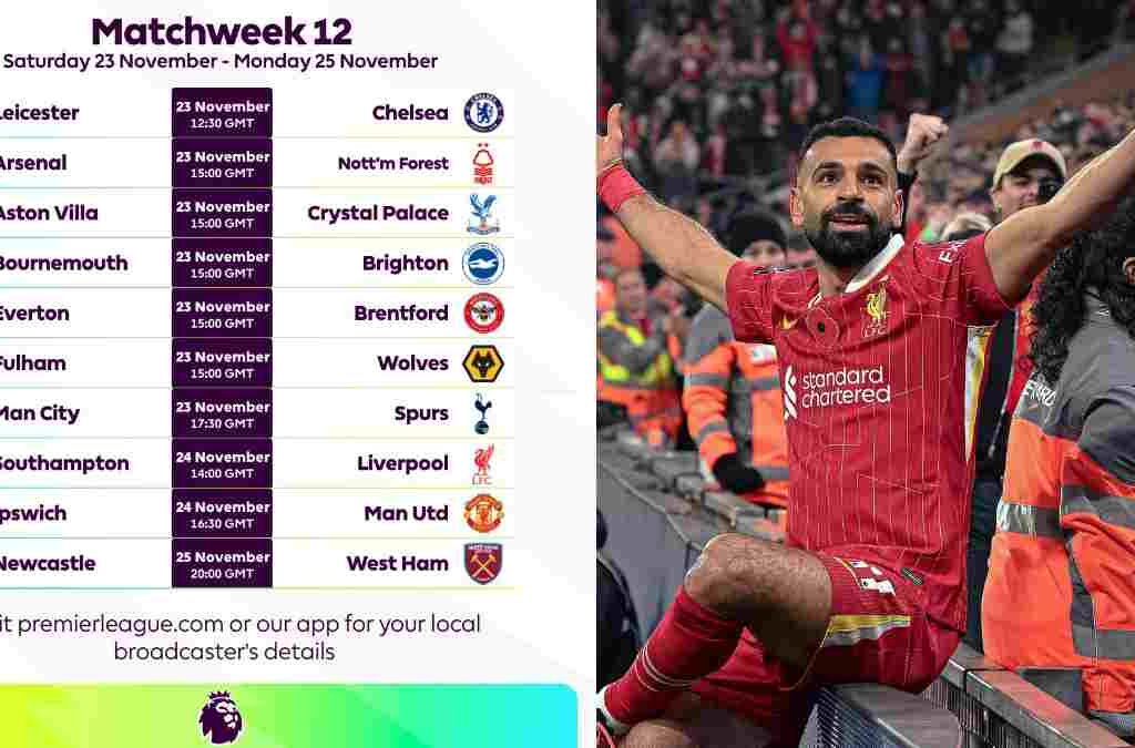 Jadwal Lengkap Liga Inggris Matchday 12