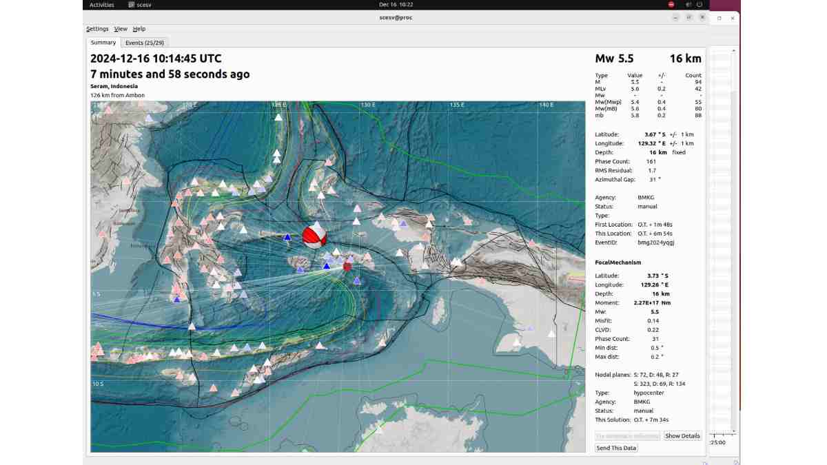 Gempa Tektonik M5.6 Guncang Laut Banda Maluku Tengah