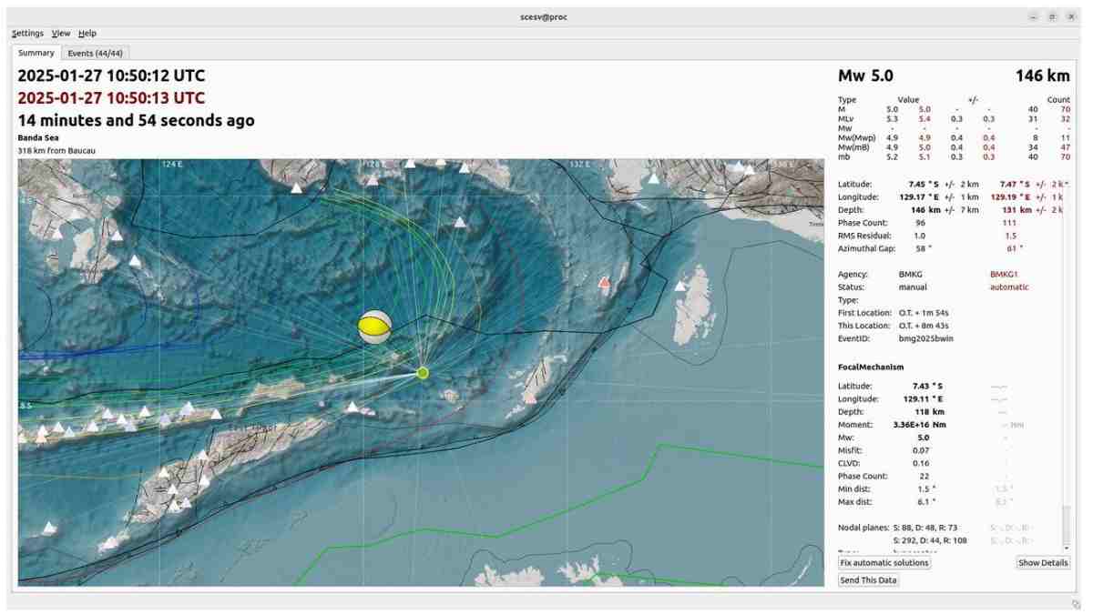 Gempa Bumi M5,2 Guncang Laut Banda, Maluku Tengah