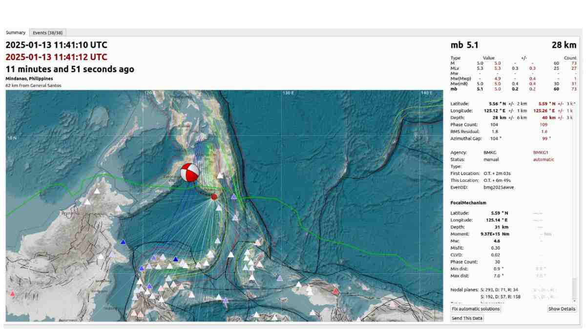 Gempa M5,1 Guncang Kepulauan Sangihe Sulawesi Utara