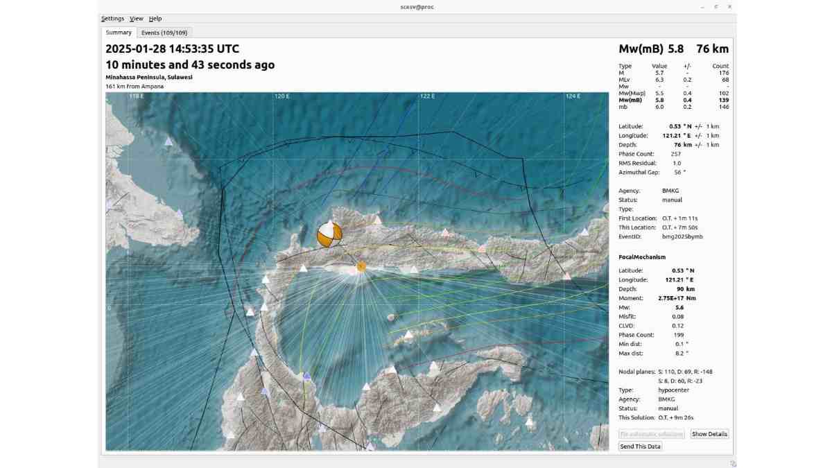 Gempa M5,8 Guncang Parigi Moutong Sulawesi Tengah