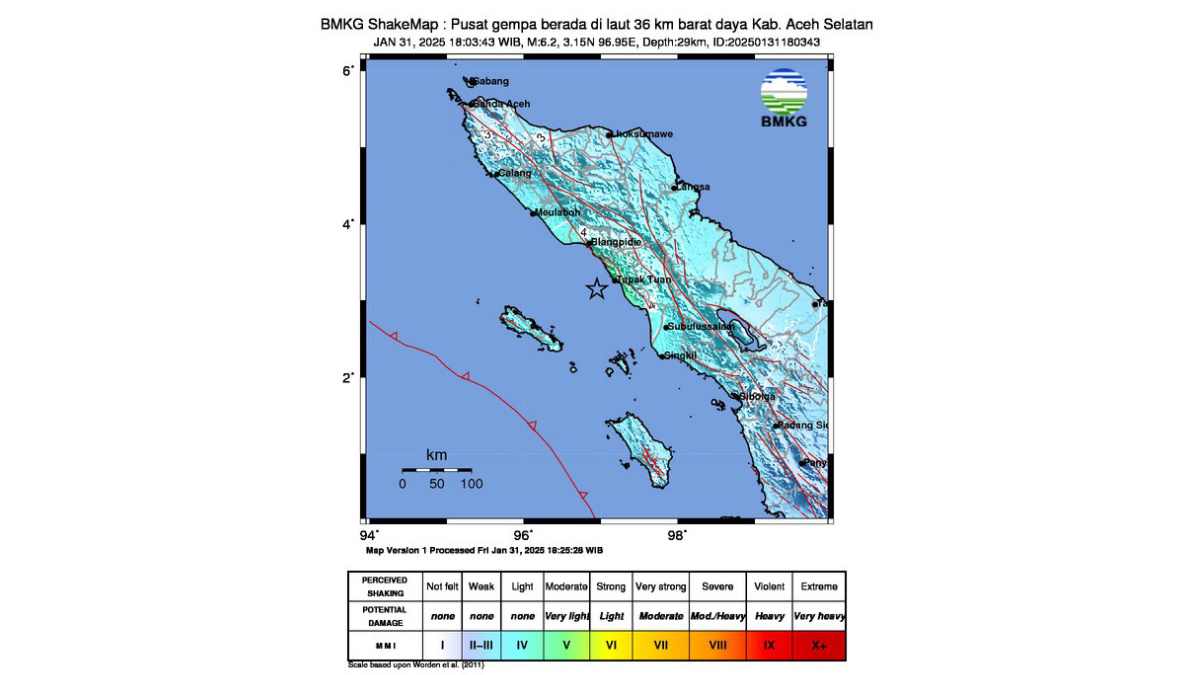 Gempa M5,9 Guncang Aceh Selatan