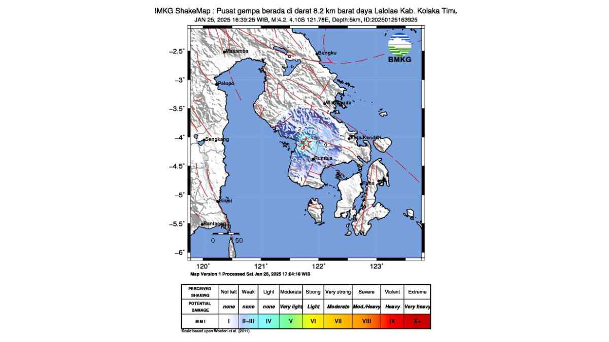 Kolaka Timur Kembali Diguncang Gempa Sabtu Petang