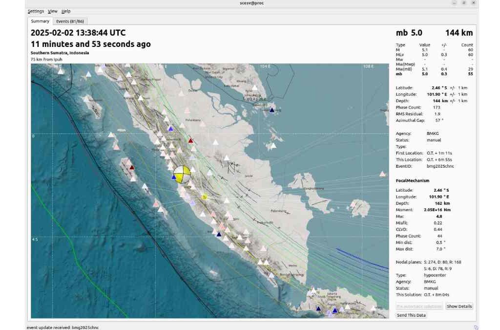 Gempa Magnitudo 5,0 Guncang Jambi