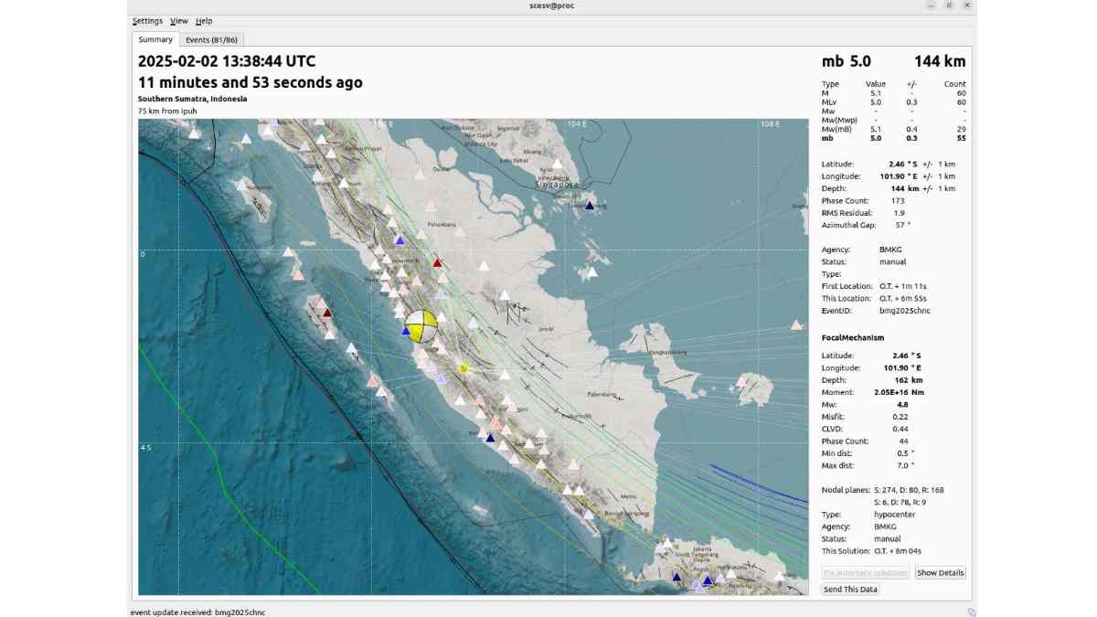 Gempa Magnitudo 5,0 Guncang Jambi