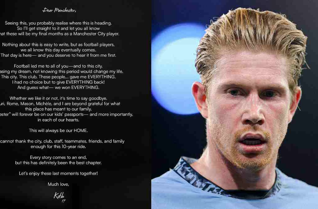 Kevin De Bruyne Cabut dari Man City