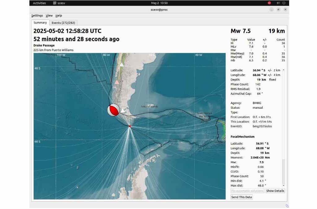 Gempa Dahsyat Guncang Selatan Ushuaia, Argentina