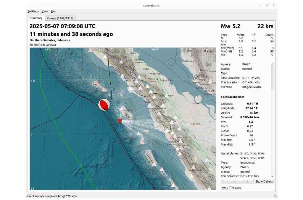 Gempa Tektonik Guncang Samudra Hindia Barat Nias, Sumatera Utara