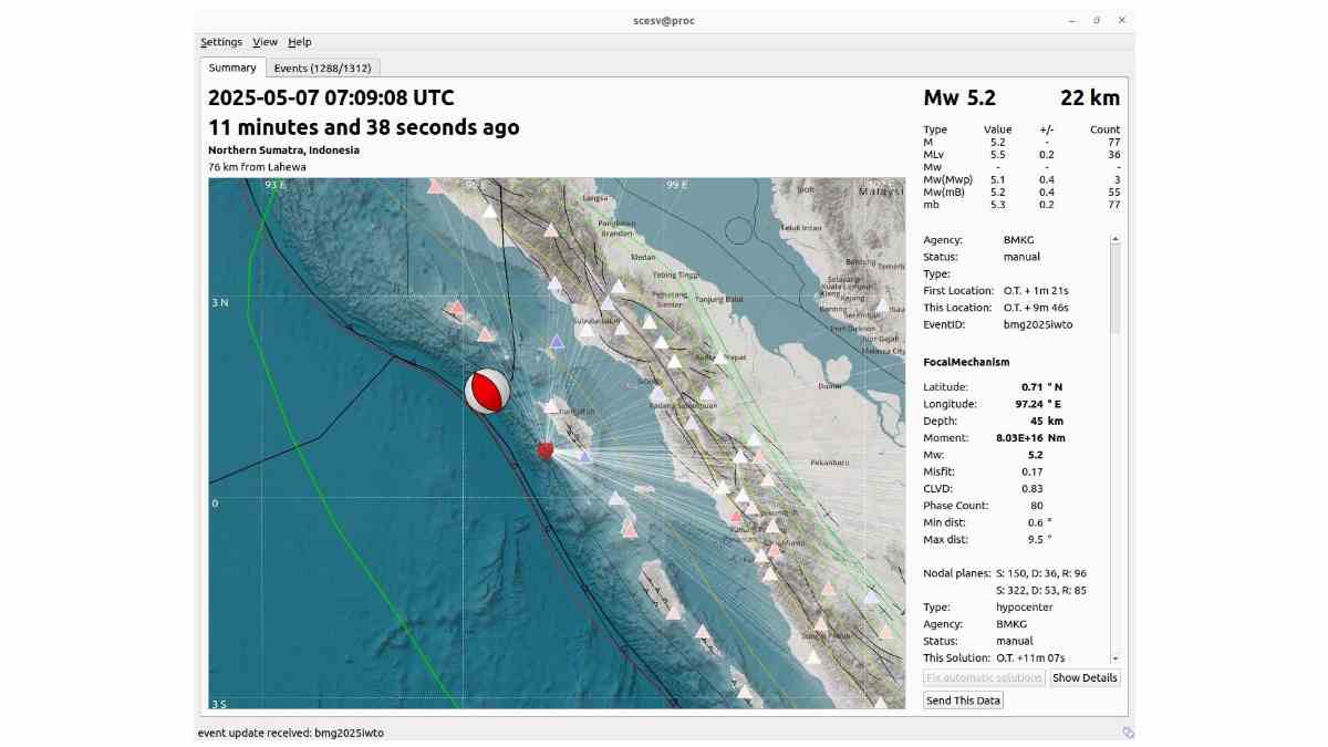 Gempa Tektonik Guncang Samudra Hindia Barat Nias, Sumatera Utara
