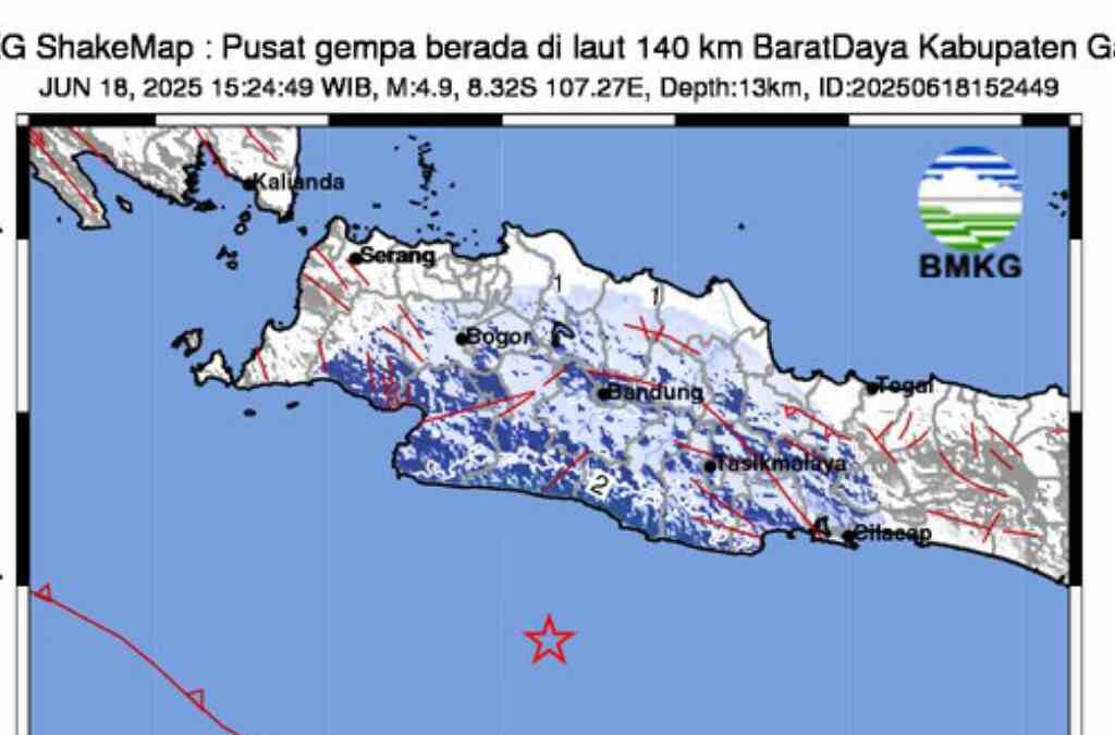 Gempa M4,9 Guncang Garut, Terasa hingga Bandung