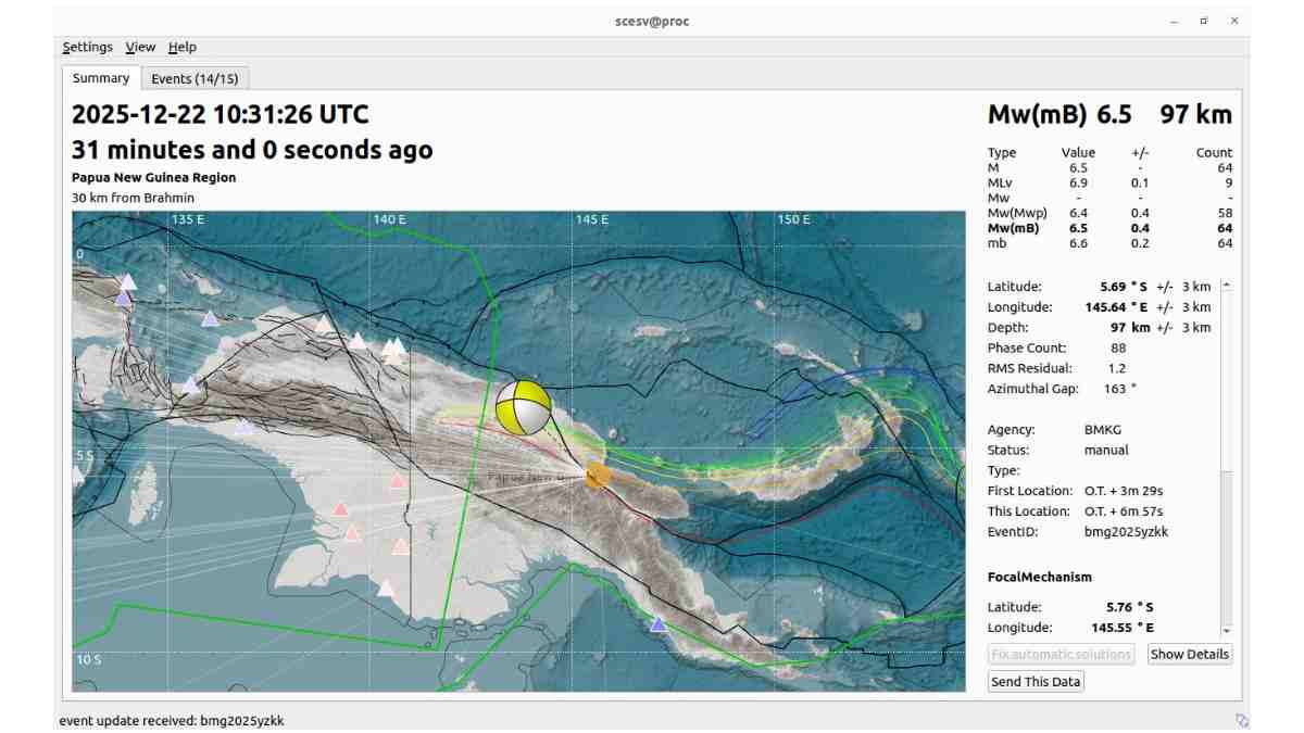 Gempa M 6,5 Guncang Papua New Guinea