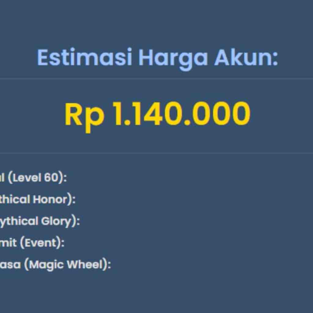 Cara Cek Harga akun ML, Berapa Nilai Punyamu