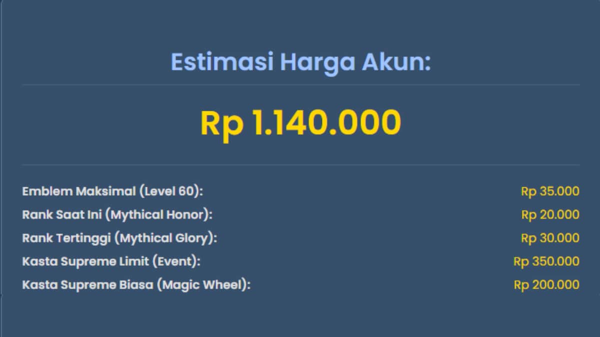 Cara Cek Harga akun ML, Berapa Nilai Punyamu